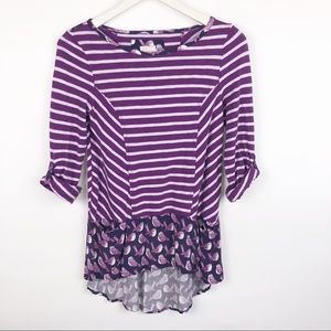 Anthropologie Postmark purple stripe blouse, bird